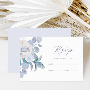 Mariage floral bleu Dusty simple RSVP