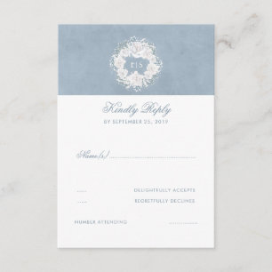 Mariage floral bleu et blanc Dusty RSVP