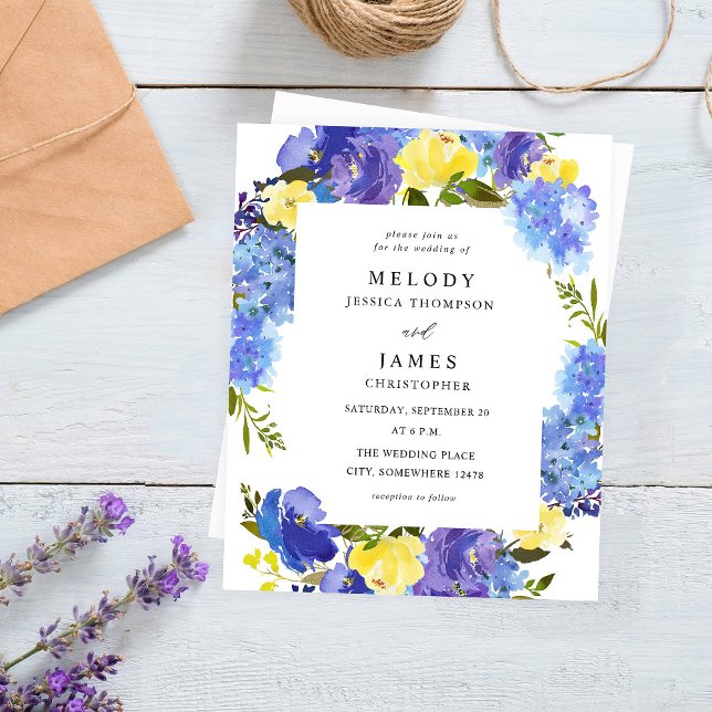 Mariage floral bleu et jaune Budget (Créateur téléchargé)