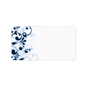 Mariage floral bleu marine Étiquette de adresse bl