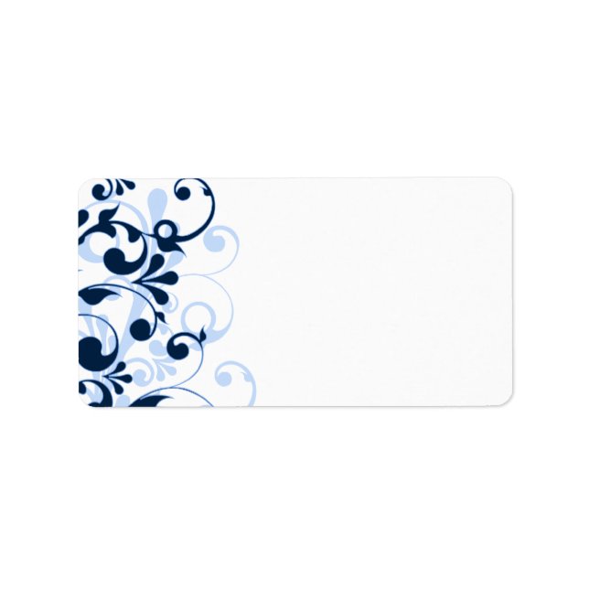 Mariage floral bleu marine Étiquette de adresse bl (Devant)