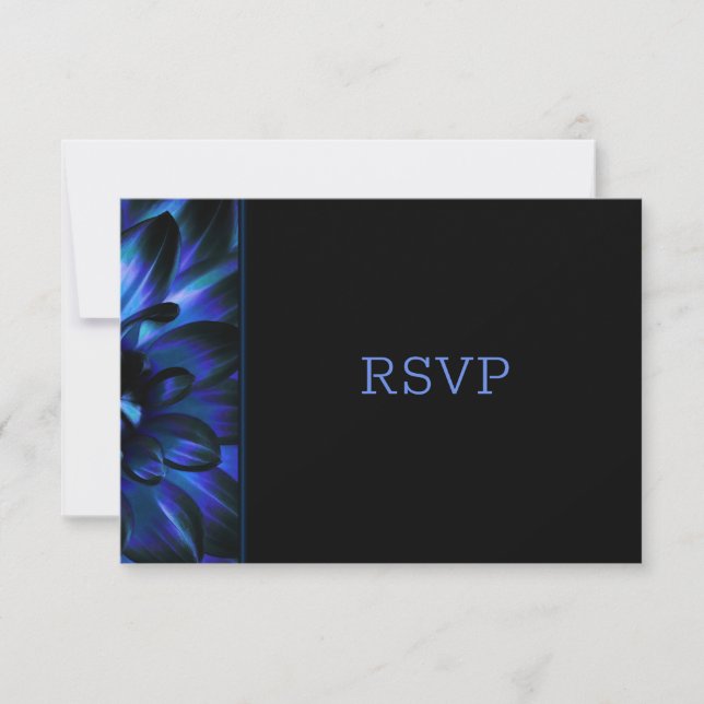 Mariage floral bleu moderne RSVP (Devant)