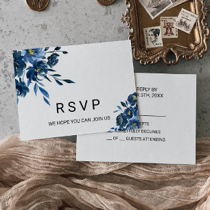 Mariage Floral bleu moderne Rsvp