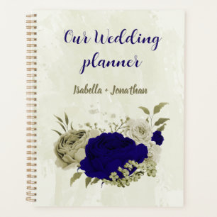 Mariage floral bleu roi beige