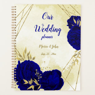 mariage floral bleu royal or