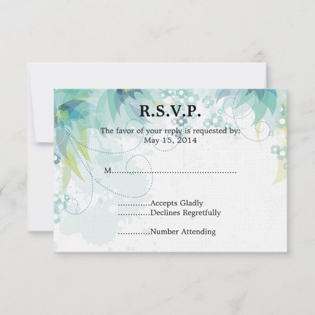 Mariage floral bleu RSVP (Devant)