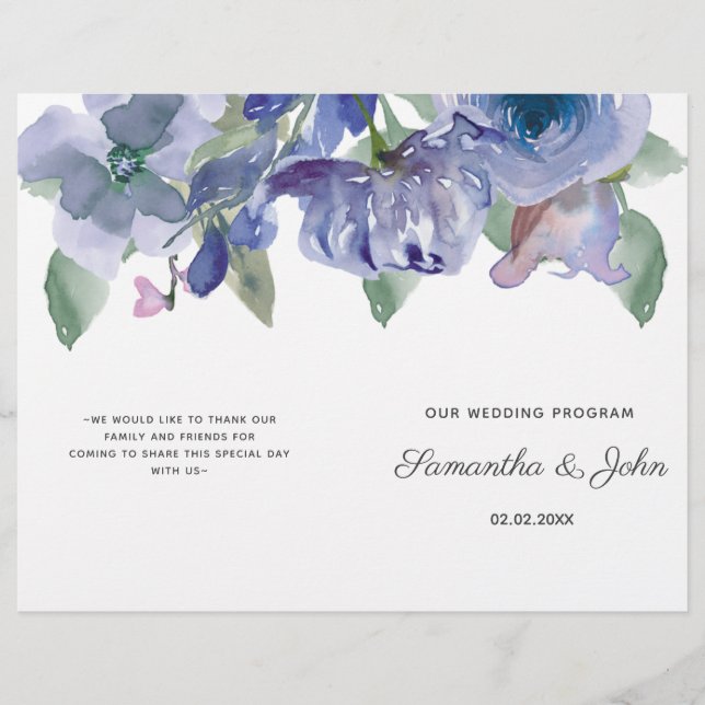 Mariage floral bleu rustique (Devant)