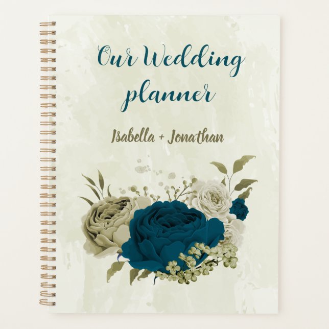 mariage floral bleu sarcelle beige (Devant)