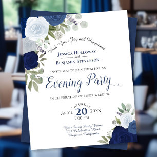 Mariage Floral bleu Soirée Budget Invitation