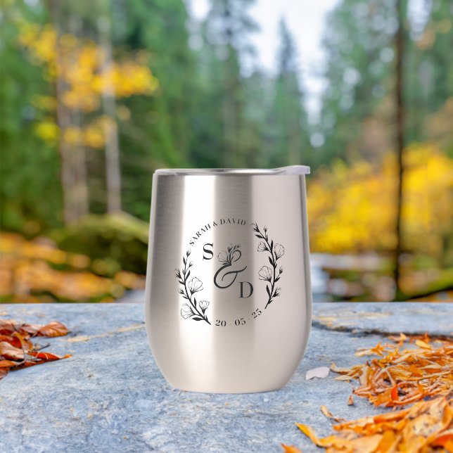 Mariage Floral Bohème Rustique Initiales Monogramm (Extérieur)