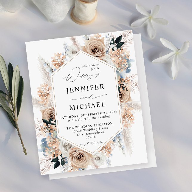Mariage Floral Boho bleu et beige Budget (Créateur téléchargé)