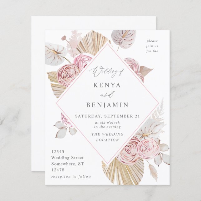 Mariage floral Boho rose budget (Devant / Derrière)