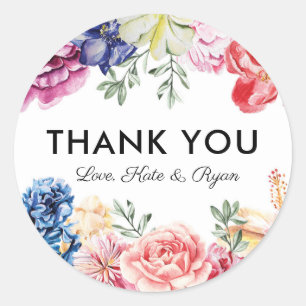 Mariage floral clair merci autocollants