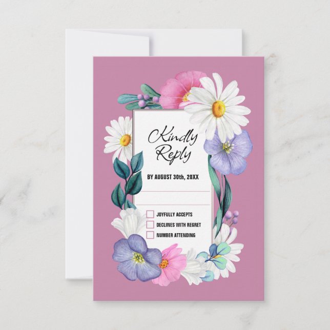 Mariage floral coloré RSVP (Devant)