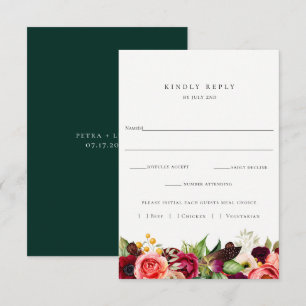 Mariage Floral coloré RSVP Avec Carte Choix De Rep
