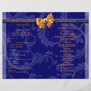 Mariage floral damassé bleu marine