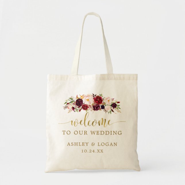Mariage Floral d'automne Sac fourre-tout cadeau de (Devant)