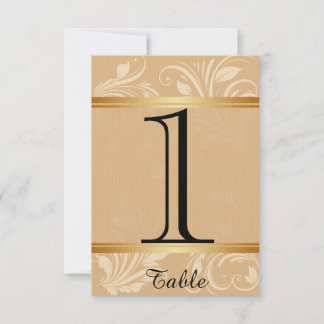 Mariage floral de bronze moderne Numéro de table