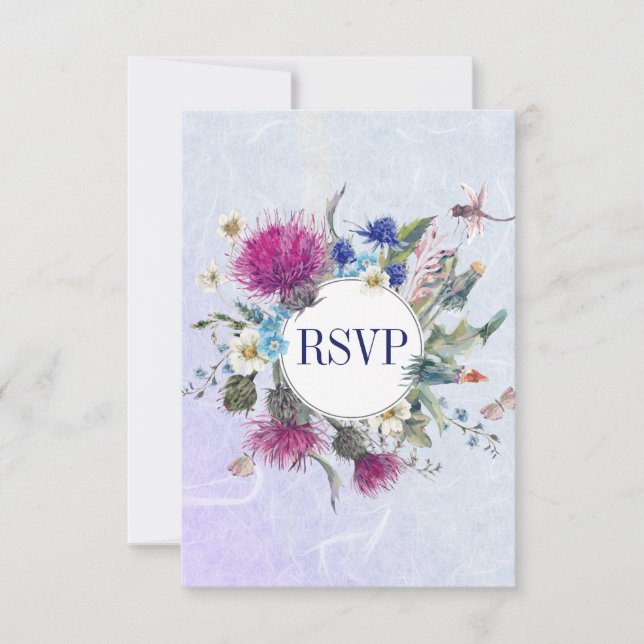 Mariage floral de chardon écossais RSVP (Devant)