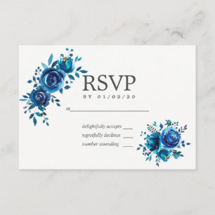Mariage floral de couleur marine et blanche RSVP