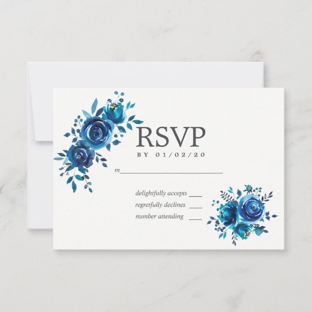 Mariage floral de couleur marine et blanche RSVP (Devant)