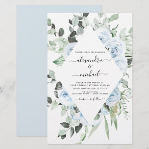 Mariage Floral de Jardin Poussiéreux Bleu Économiq