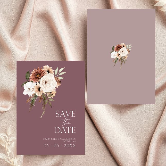 Mariage floral de Pêche violette rustique Enregist (Rustic Purple Peach Floral Wedding Save the Date)
