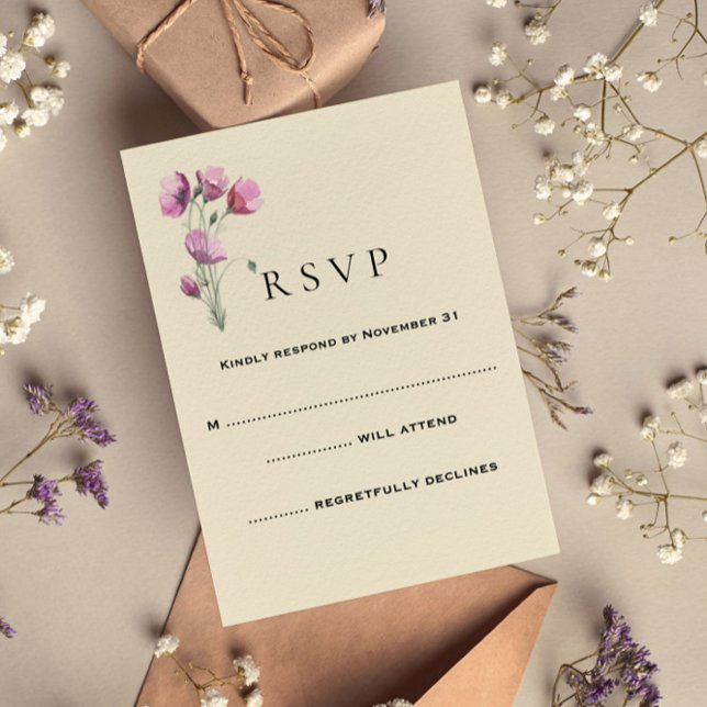 Mariage floral de prune rustique RSVP (Créateur téléchargé)