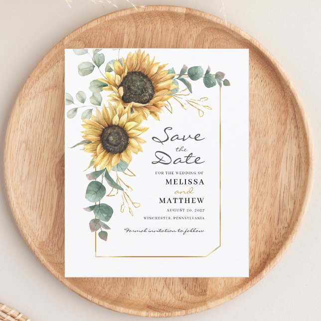 Mariage Floral De Tournesol Enregistrer La Date (Sunflower Floral Wedding Save The Date)