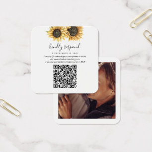 Mariage floral de tournesol photo QR Code carte RS