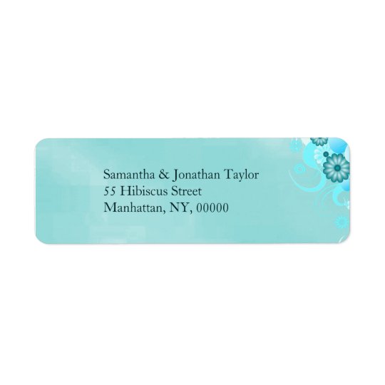 Mariage floral de turquoise bleue turquoise foncée étiquette d'adresse retour