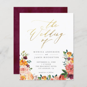 Mariage floral du script d'or Budget
