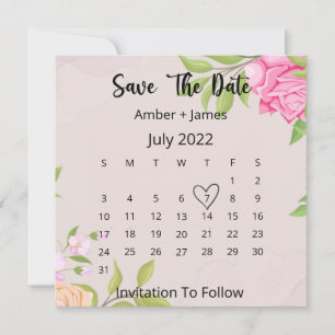 Mariage Floral Enregistrer La Date Carte Plat