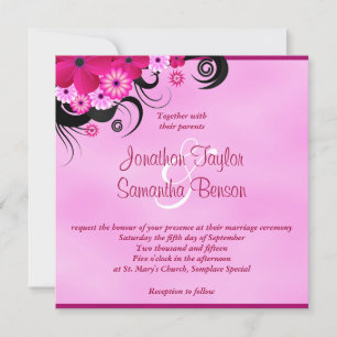 Mariage floral Fuchsia Magenta Light Invitation 5,