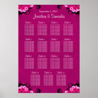 Mariage floral Fuschia foncé 15 Table Tableau de s
