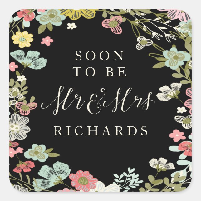 Mariage Floral Garden Mr & Mrs Stickers (Devant)