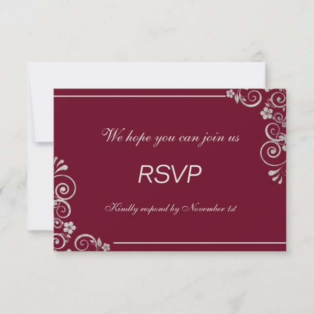 Mariage floral gris argenté moderne Bourgogne RSVP (Devant)