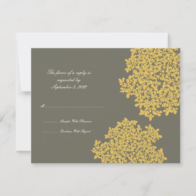 Mariage floral gris et jaune RSVP (Devant)