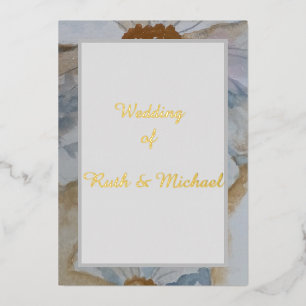 Mariage floral Invitation blanche et or