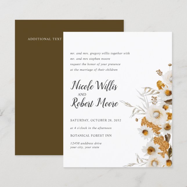 Mariage Floral Mimosa Camomille Rustique de Budget (Devant / Derrière)
