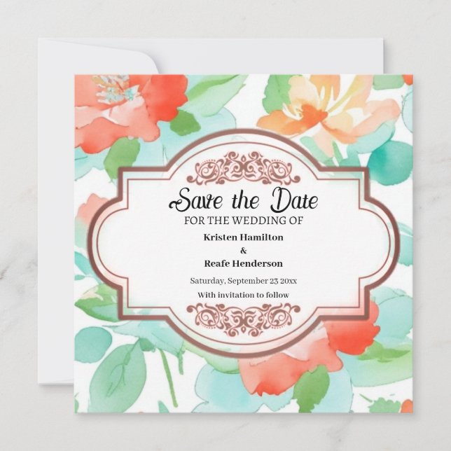 Mariage Floral Minimal Enregistrer La Carte Date (Devant)