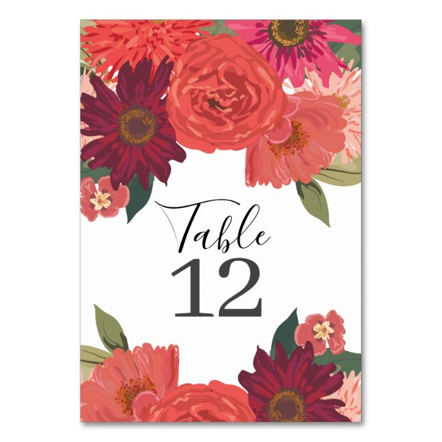 Mariage floral moderne d'automne Numéro de table (Par défaut)