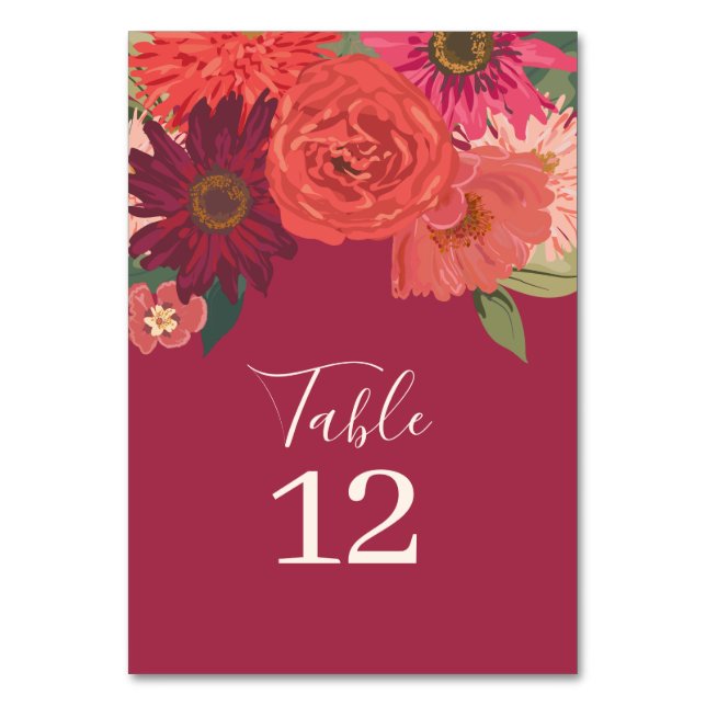 Mariage floral moderne d'automne Numéro de table (Par défaut)