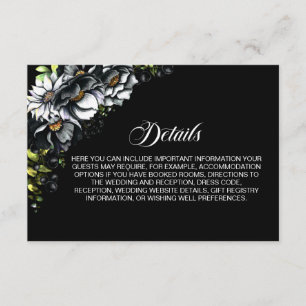 Mariage Floral noir Détails Carte de boîtier
