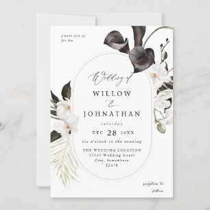 Mariage floral noir et blanc 3 Invitation