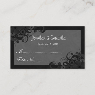 Mariage floral noir et gris Cartes de place