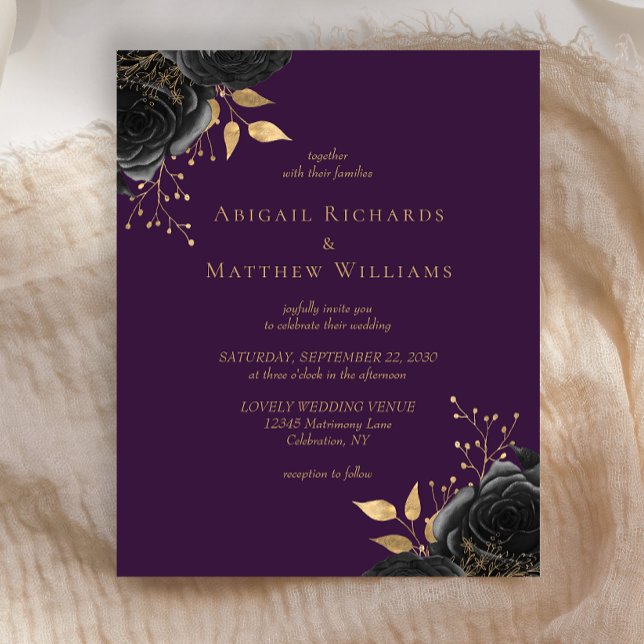 Mariage Floral Noir Or Budget (Créateur téléchargé)