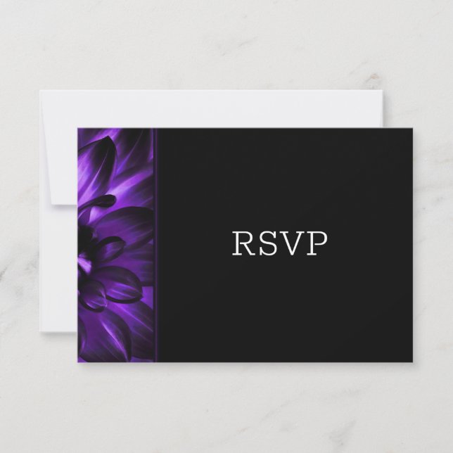 Mariage floral noir violet moderne RSVP (Devant)