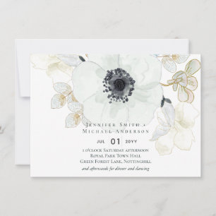 Mariage floral or blanc marine
