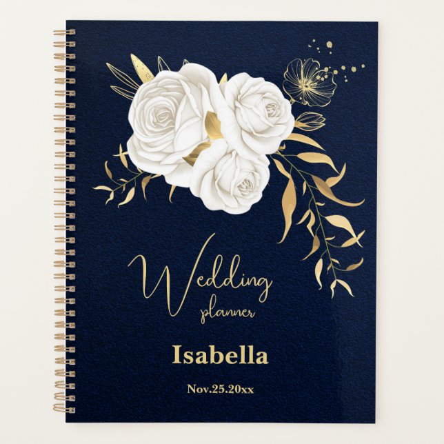 mariage floral or et bleu marine (Devant)